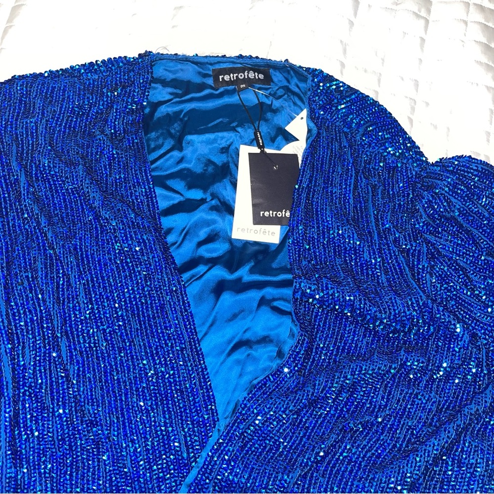 NEW❗️Retrofete Audrey Shimmery Robe Wrap Dress in Royal Blue 💙 - Picture 12 of 12
